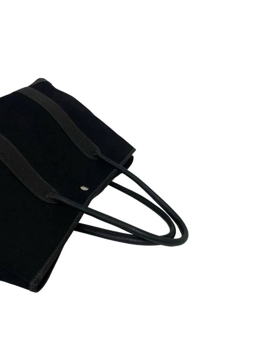 Hermes Garden Party PM Toile Officier Buffalo Tote Bag Black